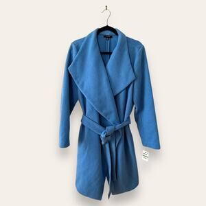 NWT Alfani Drape-Front Wrap Jacket Glazed Cobalt Wool Blend L/XL Women’s